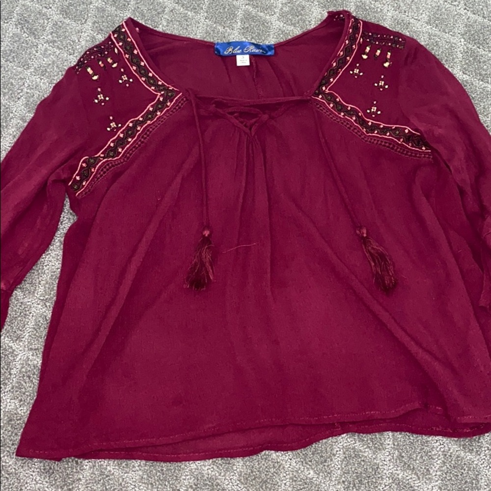 Maroon blouse with detailing